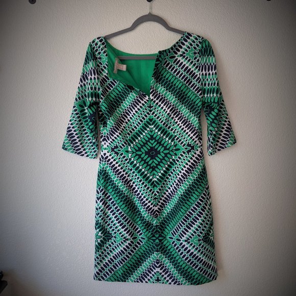 Green Geometric Shift Dress by Banana Republic- Size 2 - Picture 3 of 4